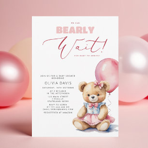 Wir können frühzeitig abwarten Bear Balloon Girl B Einladung