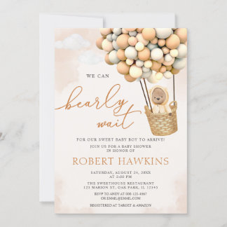 Wir können frühzeitig abwarten Boho Teddy Bear Bab Einladung