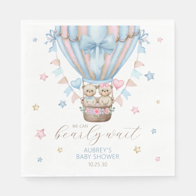 Wir können frühzeitig abwarten Boy Girl Twin Baby  Serviette (Vorderseite)