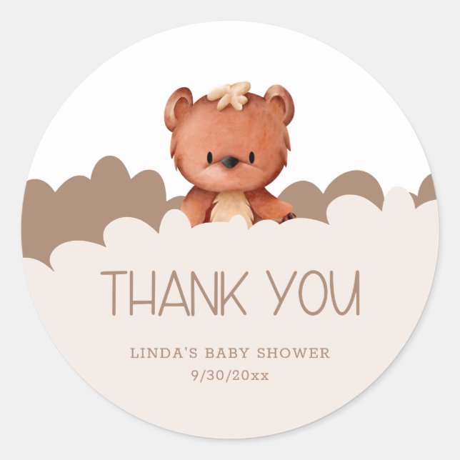 Wir können frühzeitig abwarten Danke, Baby Dusche Runder Aufkleber (Vorderseite)