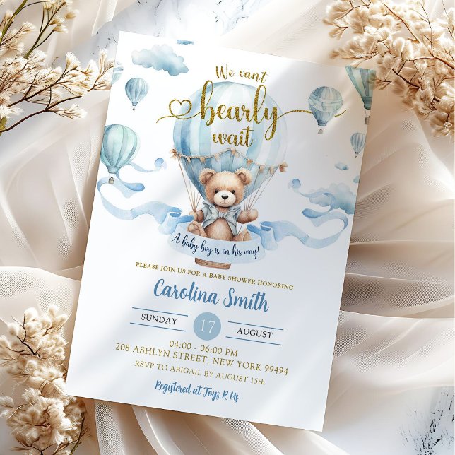 Wir können frühzeitig abwarten Luftballon Bear Bab Einladung (Von Creator hochgeladen)