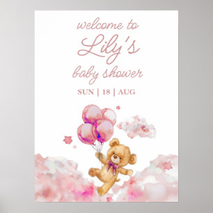 Wir können frühzeitig abwarten Pink Baby Dusche Be Poster