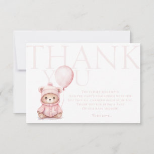 Wir können frühzeitig abwarten Pink Bear Baby Dusc Dankeskarte