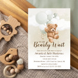 Wir können frühzeitig abwarten (Salbei) Baby Dusch Einladung<br><div class="desc">Diese Einladung zum Bearly Wait Teddy Bear Baby Shower ist perfekt für Ihr flauschiges und kuscheliges Teddy Bären Event!</div>