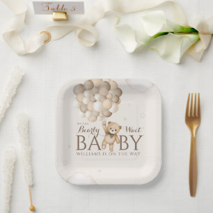 Wir können frühzeitig auf Balloon Bear Baby Dusche Pappteller