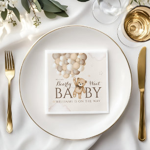 Wir können frühzeitig auf Balloon Bear Baby Dusche Serviette