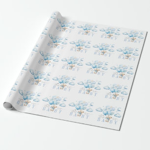 Wir können frühzeitig auf Blue Baby Dusche warten Geschenkpapier