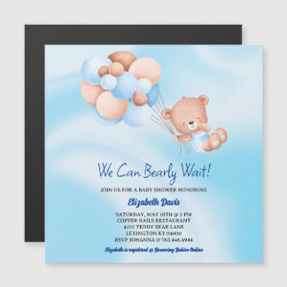 Wir können frühzeitig auf Blue Beige Baby Dusche w Magneteinladung