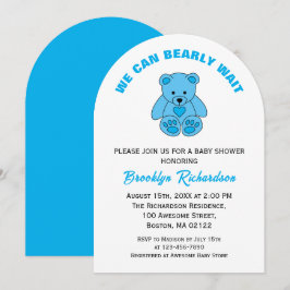 Wir können frühzeitig auf Blue Teddy Bear Baby Dus Einladung