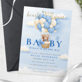Wir können frühzeitig auf Blue Teddy Bear Baby Dus Einladung