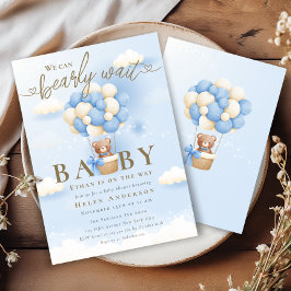 Wir können frühzeitig auf Blue Teddy Bear Baby Dus Einladung
