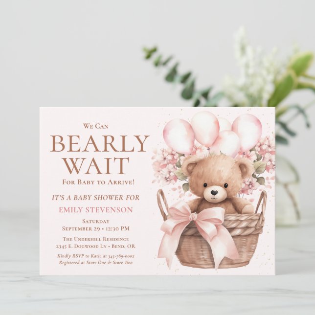 Wir können frühzeitig auf den Bärenbär in der Baby Einladung (Stehend Vorderseite)