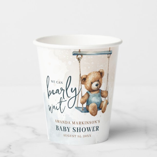 Wir können frühzeitig auf Denim Teddy Bear Baby Du Pappbecher (Vorderseite)