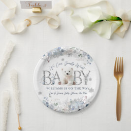 Wir können frühzeitig auf die Baby-Babydusche wart Pappteller