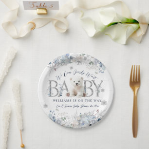 Wir können frühzeitig auf die Baby-Babydusche wart Pappteller