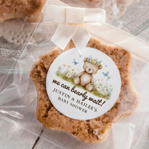 Wir können frühzeitig auf die Babydusche der Wildb Runder Aufkleber