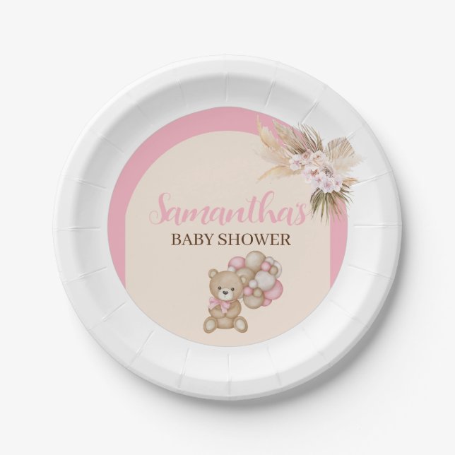 Wir können frühzeitig auf die Babydusche warten Pappteller (Vorderseite)