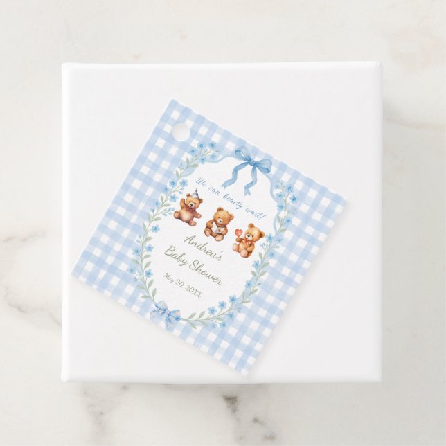 Wir können frühzeitig auf die Blue Gingham Baby Du Geschenkanhänger (Beispiel)