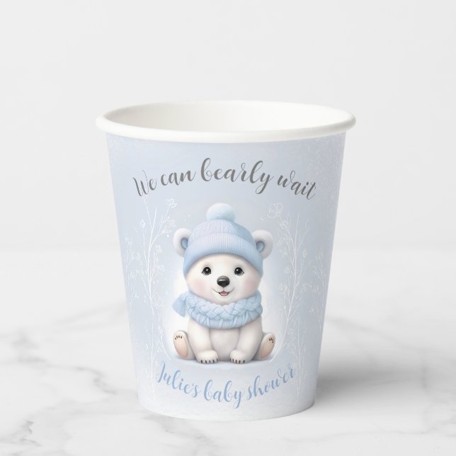 Wir können frühzeitig auf die Blue Polar Bear Baby Pappbecher (Vorderseite)