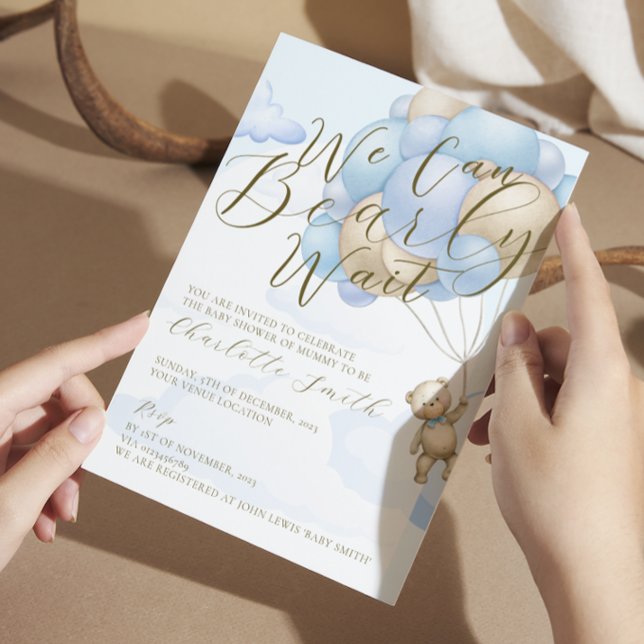 Wir können frühzeitig auf die Einladung eines Baby (bear theme baby shower invite )