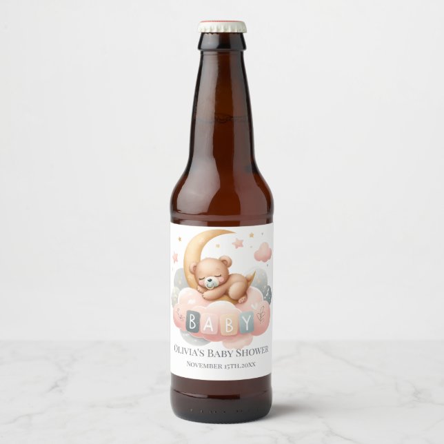 Wir können frühzeitig auf die Mädchendusche pink w Bierflaschenetikett (Vorderseite)