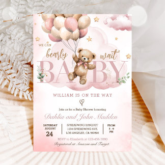 Wir können frühzeitig auf die Pink Teddy Bear Baby Einladung