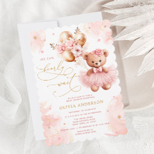 Wir können frühzeitig auf die Pink Teddy Bear Baby Einladung