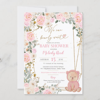 Wir können frühzeitig auf die Pink Teddy Bear Baby Einladung