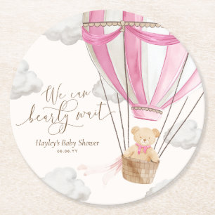 Wir können frühzeitig auf die Pink Teddy Bear Baby Runder Pappuntersetzer