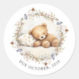 Wir können frühzeitig auf die schlafende Teddybäre Runder Aufkleber