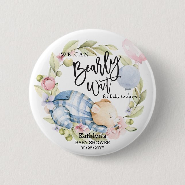 Wir können frühzeitig auf die Teddy Bear Babydusch Button (Vorderseite)