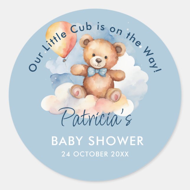 Wir können frühzeitig auf die Teddy Bear Babydusch Runder Aufkleber (Vorderseite)
