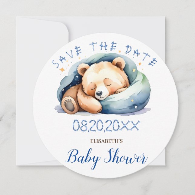Wir können frühzeitig auf die Teddy Bear Babydusch Save The Date (Vorderseite)