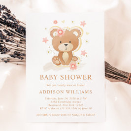 Wir können frühzeitig auf die Teddy Bear Girl Baby Einladung