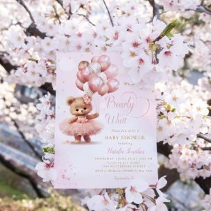Wir können frühzeitig auf die Teddy Bear Girl Baby Einladung