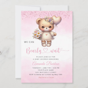 Wir können frühzeitig auf die Teddy Bear Girl Baby Einladung
