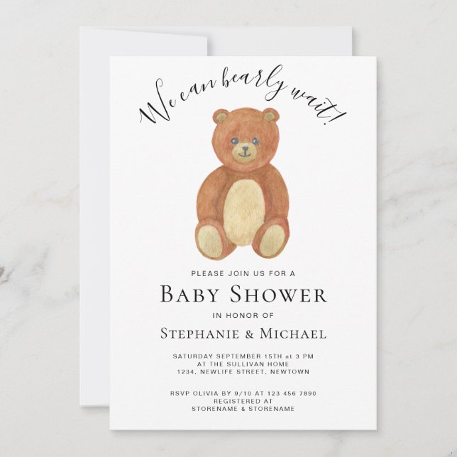 Wir können frühzeitig auf eine Babydusche warten Einladung (Vorderseite)