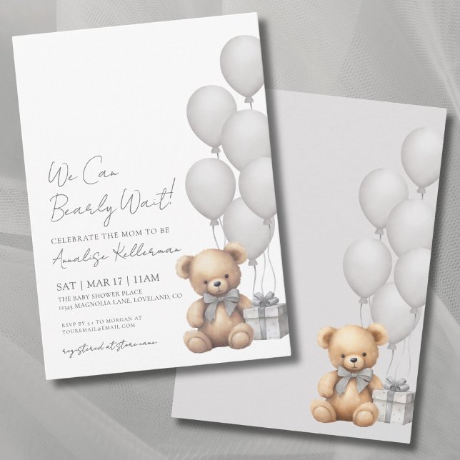Wir können frühzeitig auf eine Babydusche warten Einladung (Gender Neutral We Can Bearly Wait Bear Baby Shower Invitation)