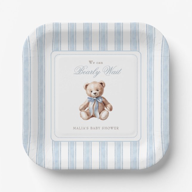 Wir können frühzeitig auf eine elegante Babydusche Pappteller (Vorderseite)