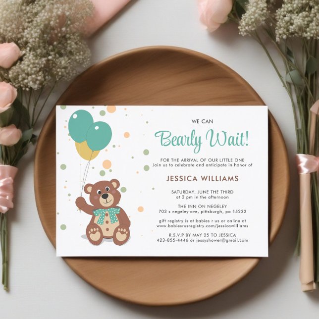 Wir können frühzeitig auf eine neutrale Babydusche Einladung (Baby Shower on Table)