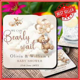 Wir können frühzeitig auf eine neutrale Babydusche Rechteckiger Pappuntersetzer