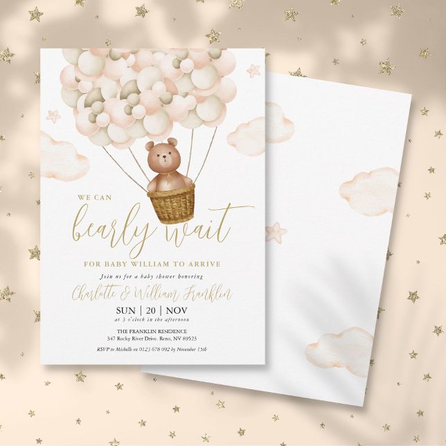 Wir können frühzeitig auf eine Teddy Bear Baby Dus Einladung (We Can Bearly Wait Teddy Bear Baby Shower Invitation)
