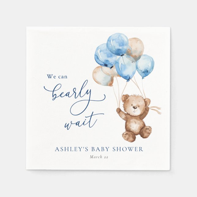 Wir können frühzeitig auf eine Teddy Bear Baby Dus Serviette (Vorderseite)