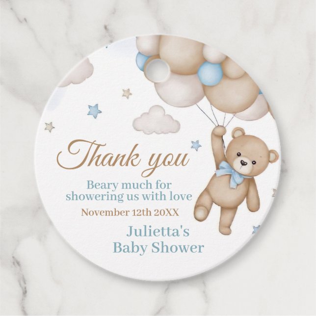 Wir können frühzeitig auf eine Teddy Bear Blue Bab Geschenkanhänger (Vorderseite)