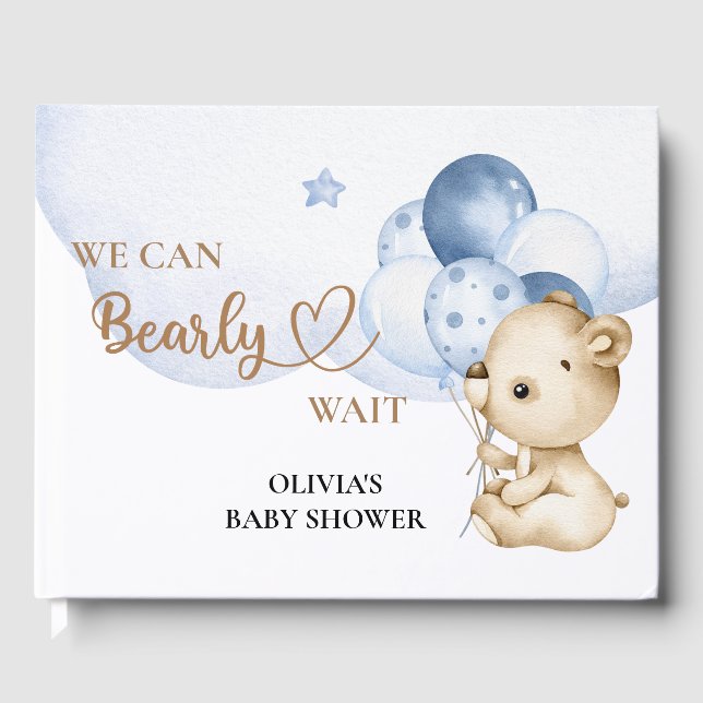 Wir können frühzeitig Babydusche warten Gästebuch (Vorderseite)