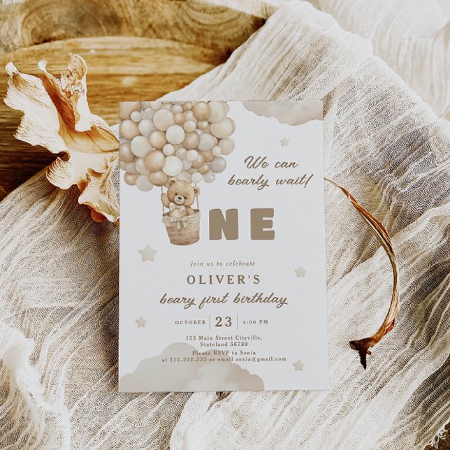 Wir können frühzeitig Bärenballon abwarten Einladung (Von Creator hochgeladen)