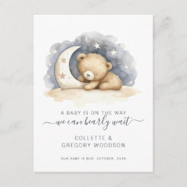 Wir können frühzeitig die Baby Bear Moon Schwanger Ankündigungspostkarte
