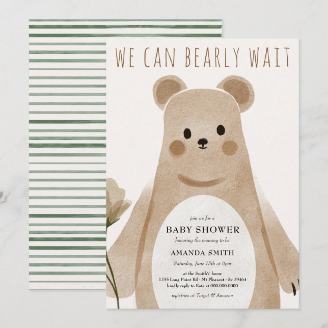 Wir können frühzeitig die Babydusche von Bear Boho Einladung (Vorne/Hinten)