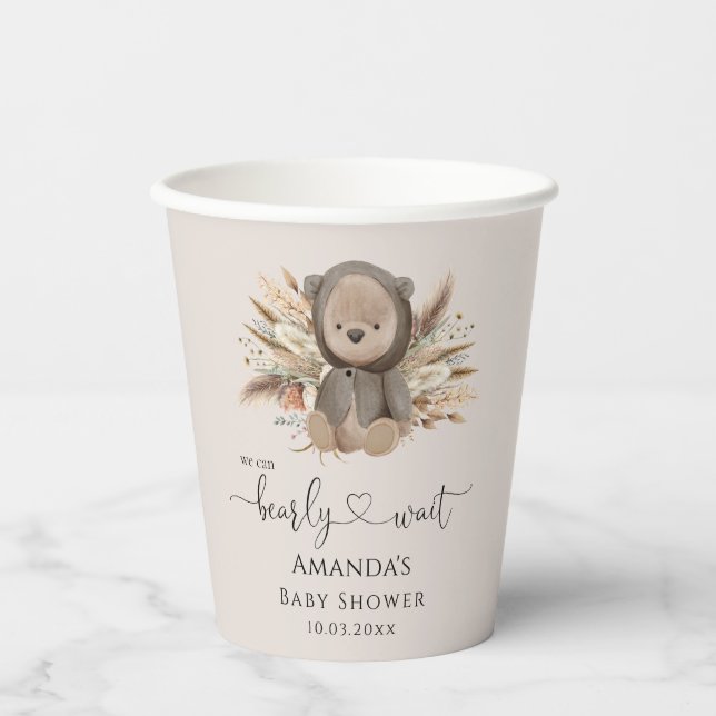 Wir können frühzeitig die Boho Bear Baby Dusche ab Pappbecher (Vorderseite)