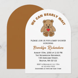 Wir können frühzeitig die braune Teddy Bear Baby D Einladung